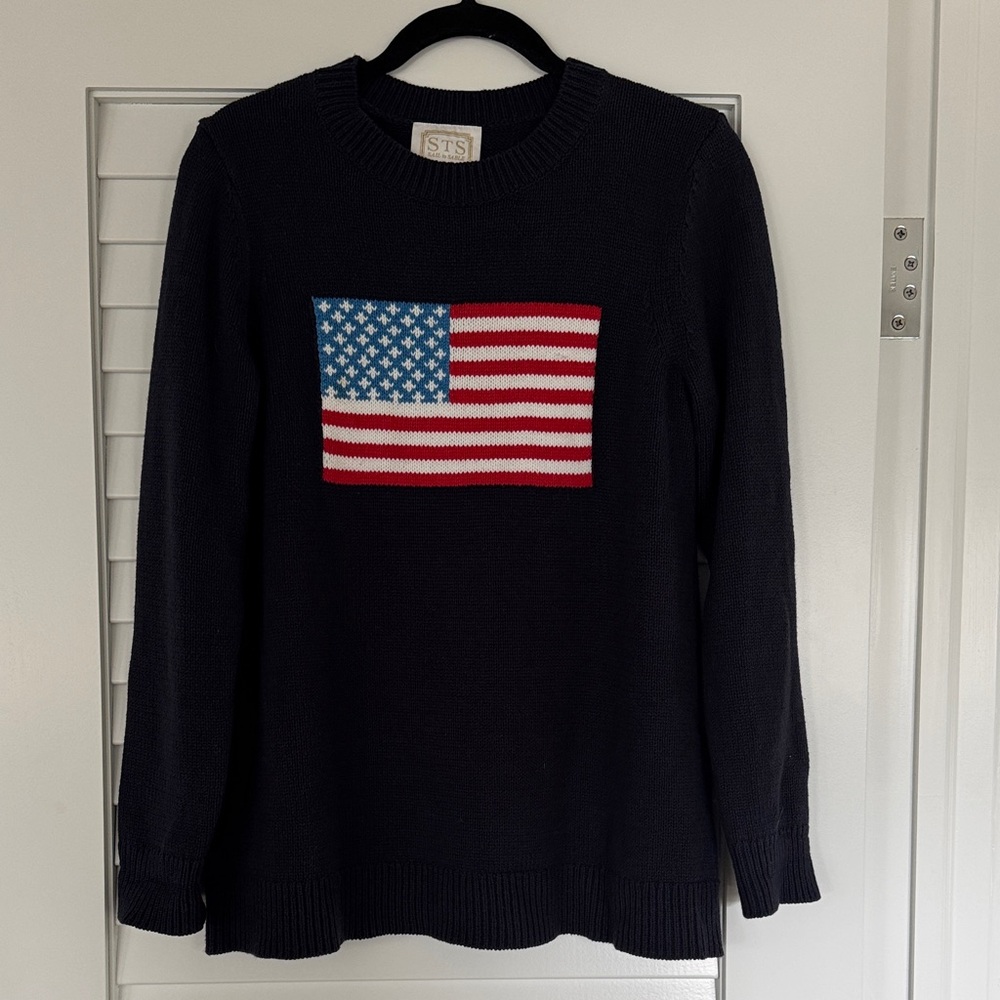STS women’s flag sweater . Size M. Navy cotton. Hits below the hip.